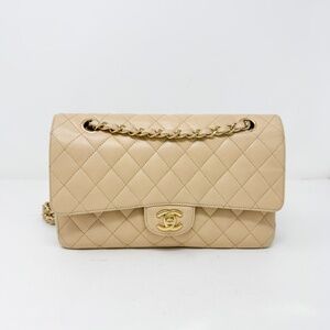 Chanel Medium Caviar Beige Double Flap Bag